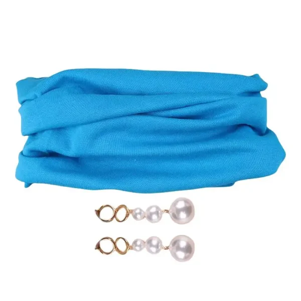 Bandana For Dogs Blue Dog Scarf Costume Set With Pearl Earrings
