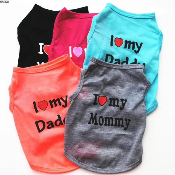 Summer Pets Tshirt Cute Printed Puppy Dog Clothes Pet Cat Vest Cotton