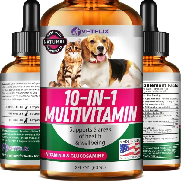 Pet Vitamins 10-in-1 Made in USA - Natural Glucosamine